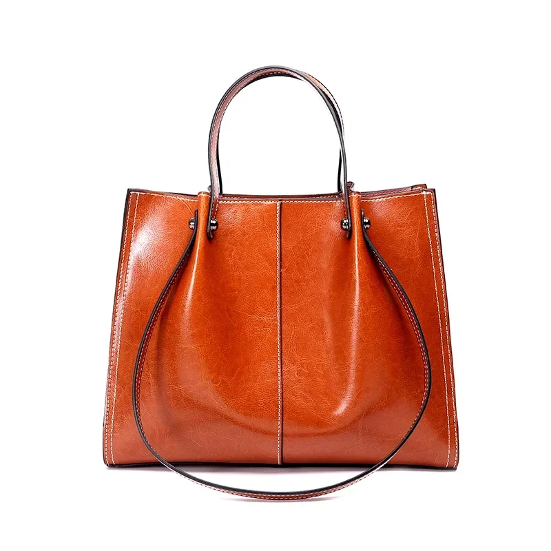 

Luxury woman Shoulder bag soft leather large capacity square tote bag Vintage Fashionable cowhide Handbag Shopping underarm bags