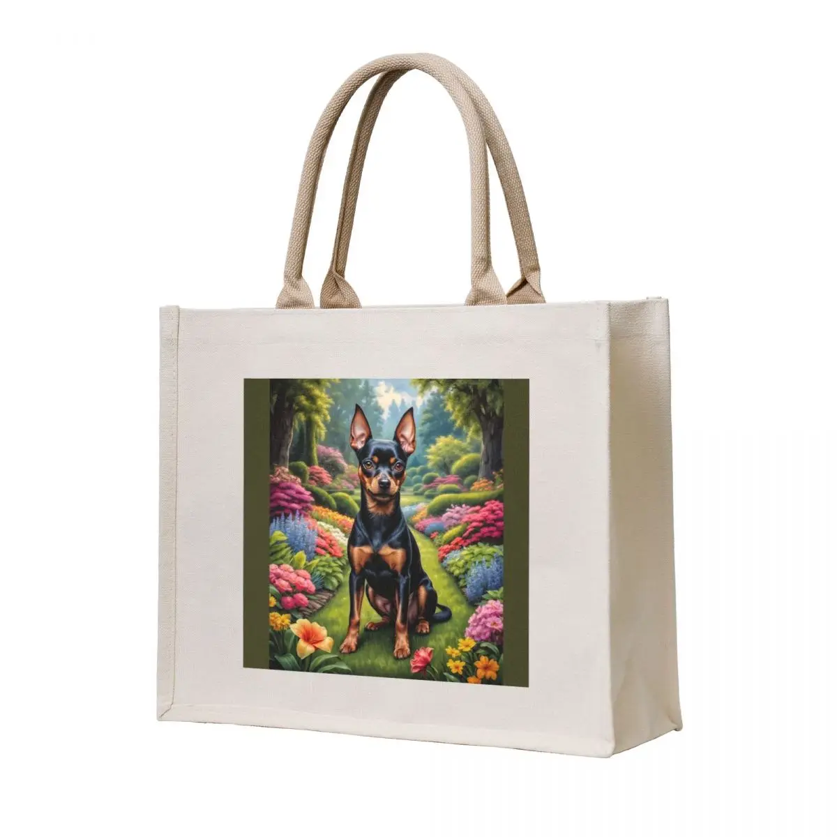 

Chester Miniature Pinscher Dog Art Tote Bag shopper bags Women's beach bags canvas tote bags reusable shopping bag