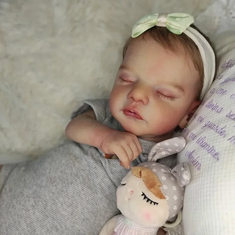 

45cm Finished Reborn Baby Doll Sam Lifelike 3D Skin Visible Veins Newborn Sleeping Doll Collectible Art Doll Gift For Girls