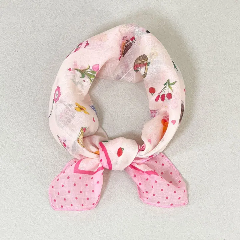 

Sweet-Style Girlish 58x58 Square Scarf Artistic and Chic Silk Scarf Fashionable Neck Warmer with Elegant Appeal