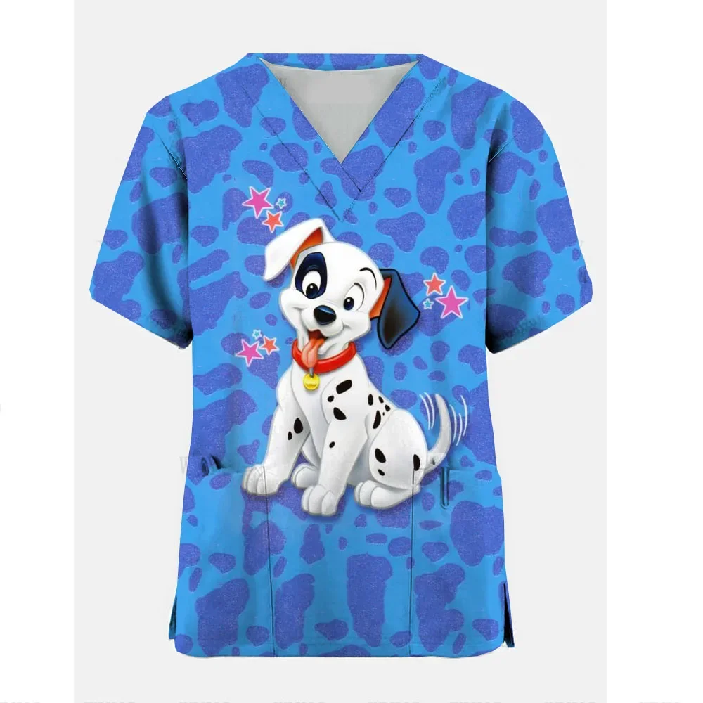 

Handwash Clothe Short Sleeved Disney 101 Dalmatians Dog Pet Dentist Nurse Work Clothes Medical Care Clothes Nurse Uniform