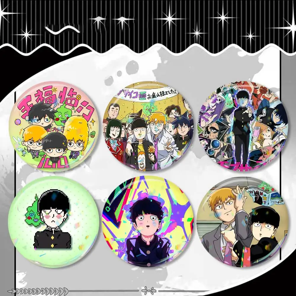 

Anmie Funny A-Mob Psycho-S 100 Laser Badge Creative Pins Brooch for Bag Clothes Hat Decor Gifts Fans Collect