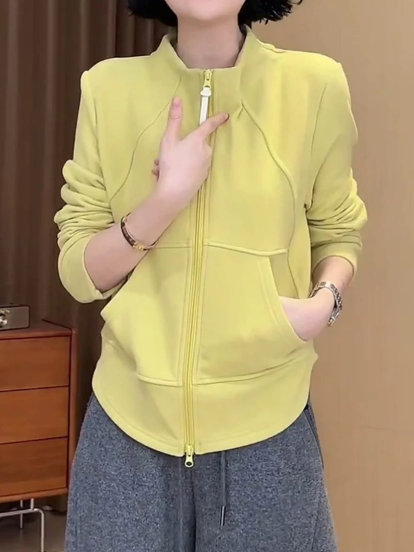 

Женская толстовка на молнии больших размеров, утягивающий топ для полных женщин, осенняя модная повседневная удобная кофта с длинным рукавом