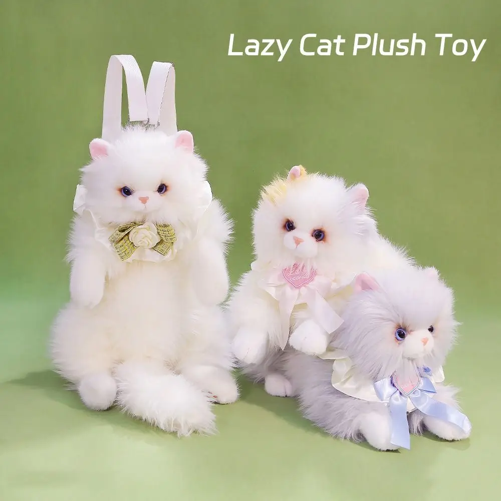 New Realistic Cat Simulated Puppet Cat Backpack Soft Fluffy Cute Cartoon Doll Backpack Shoulder Bag Daypack