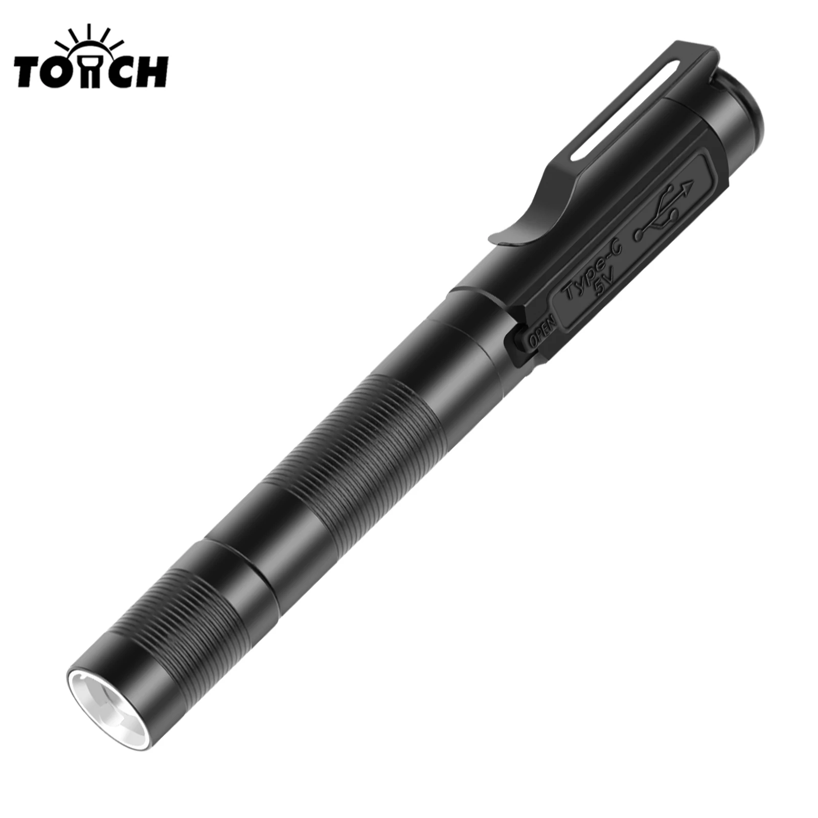 Mini latarki z możliwością ładowania przez USB Kieszonkowa latarka medyczna z klipsem Wodoodporna latarka LED z zoomem
