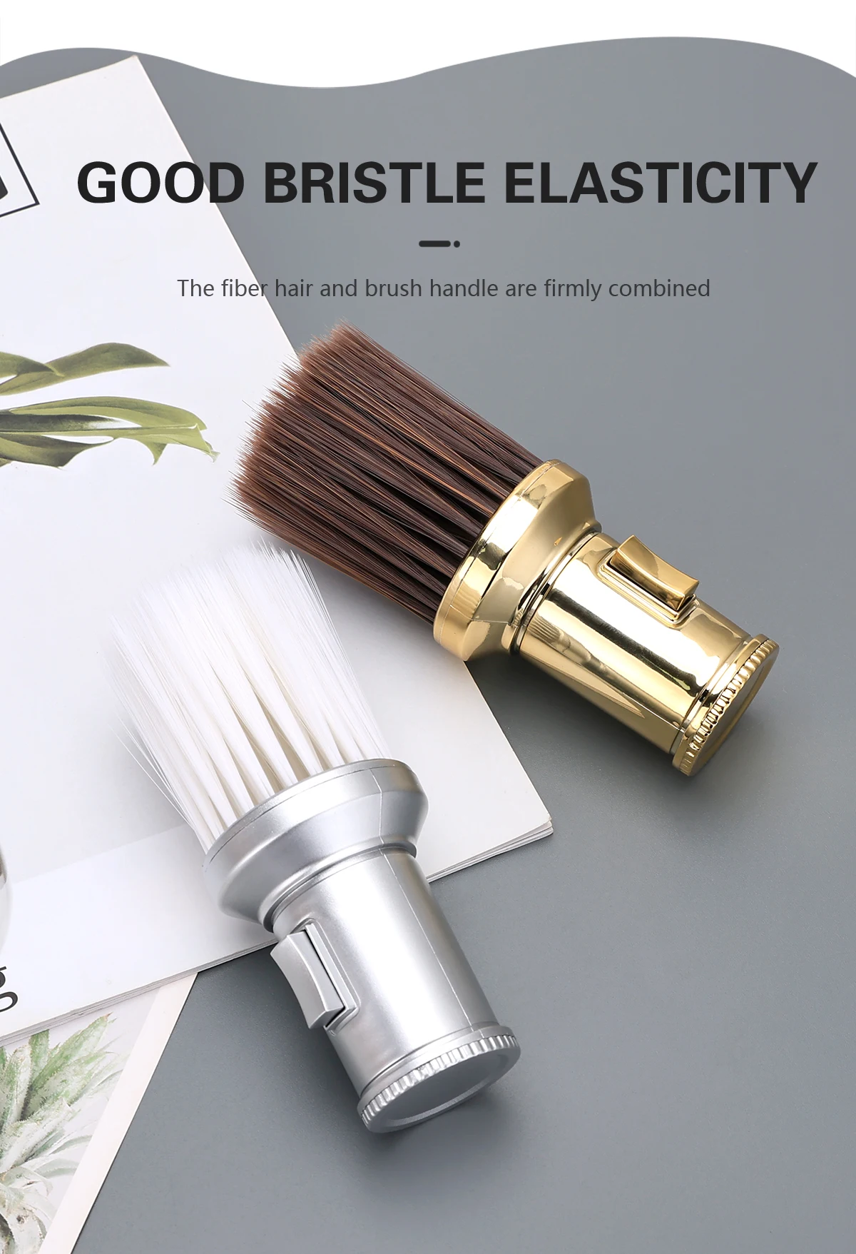 Professionelle Friseurbürste und Nacken-Staubwedel, weiche Wildschweinborsten, Haarschneide-Reinigungsbürste für Salon-Haarschneidemaschinen-Werkzeug (schwarz/weiß) – Detail 7