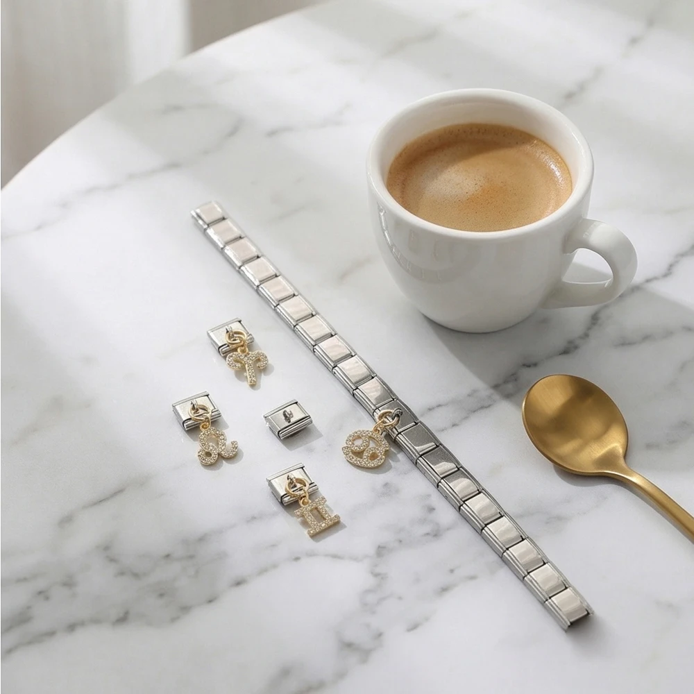 2026 Trendiger Zwölf-Sternzeichen-Anhänger, italienische Gliederkette, passend für 9mm Edelstahlarmbänder, DIY-Schmuck für Damen und Herren, Geschenke – Detail 4