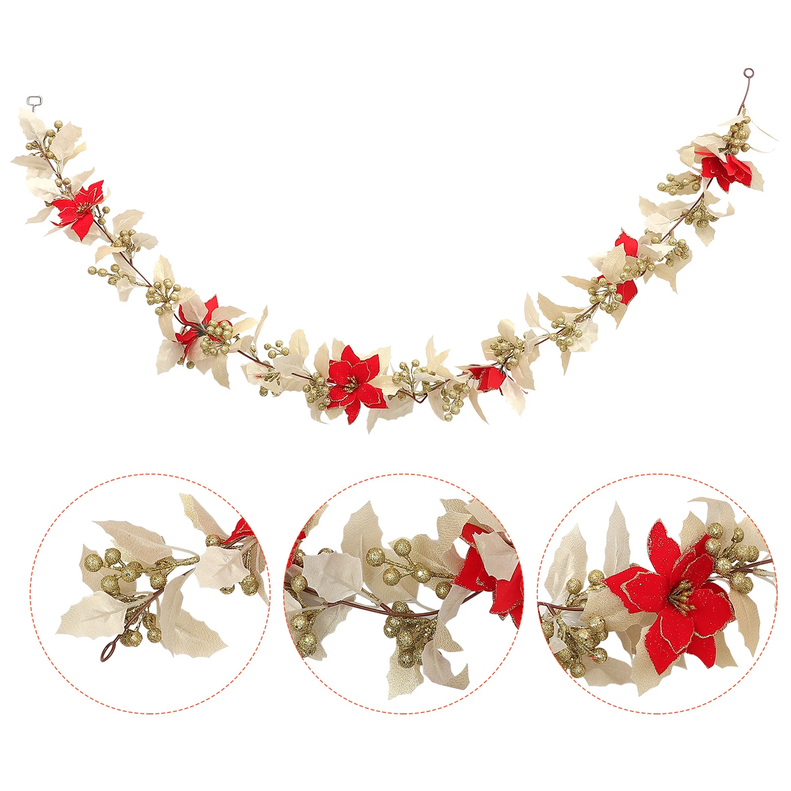 

Hanging Vine Garland 2.6m Long Christmas Floral Decoration Bright Simulated Plant for Stairs Railing Fireplace Xmas Tree Decor