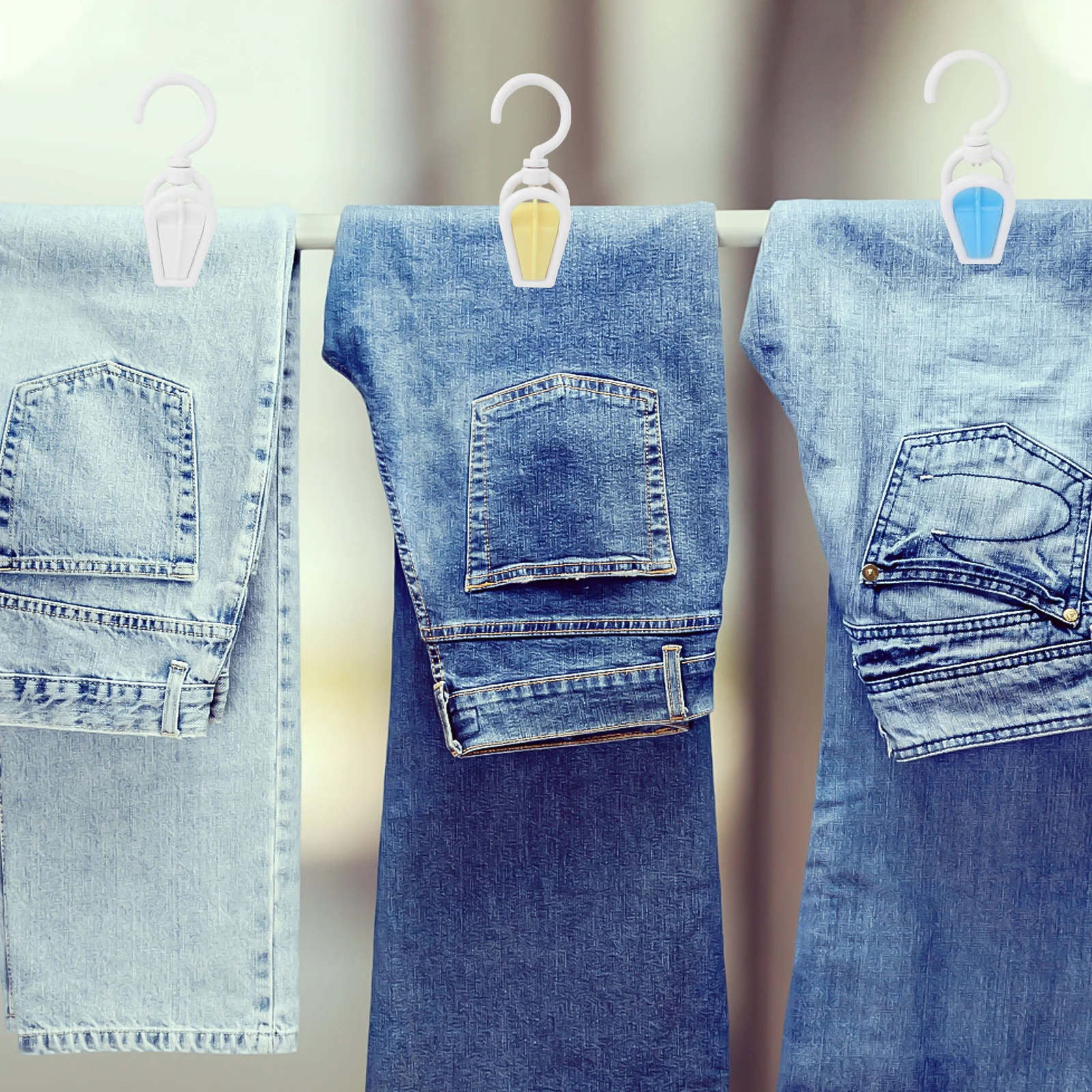 

10pcs Swivel Clothes Pins Swivel Clothes Clips Laundry Hooks 360 Rotating Hanging Socks Towel Organizer Home Use