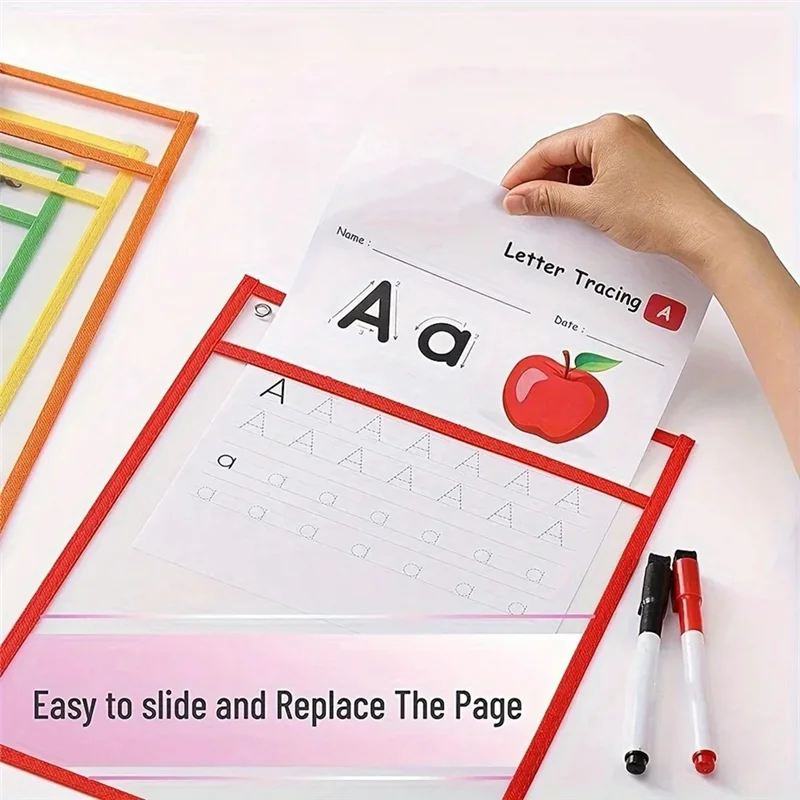 AP-10Pcs ملف شفاف جيب مجلد الأكمام المتضخم قابلة لإعادة الاستخدام الجاف محو واضح القرطاسية تخزين مجلد ملف الحقيبة