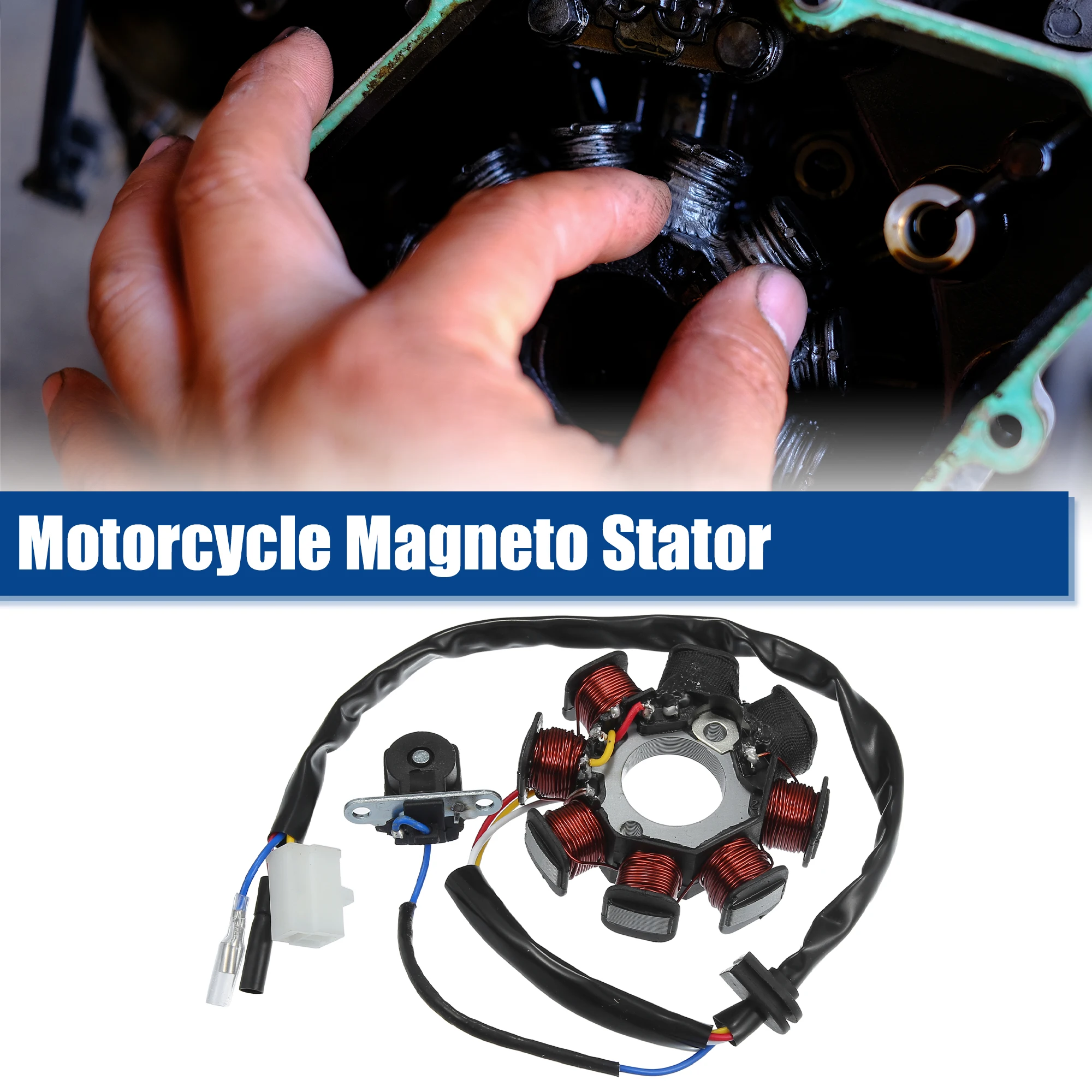 4 Wires 8 Pole AC Motorcycle Magneto Stator Plate Ignition Coil for 50cc 80cc 100cc GY6 Engine for ATV Scooter