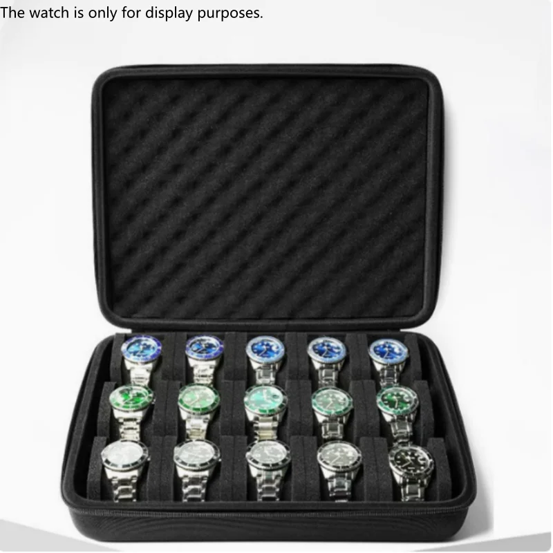 Caja de almacenamiento de relojes avanzada, caja de almacenamiento de relojes con 15 ranuras para tarjetas, caja de almacenamiento de joyas portátil, vitrina, adecuada para el hogar