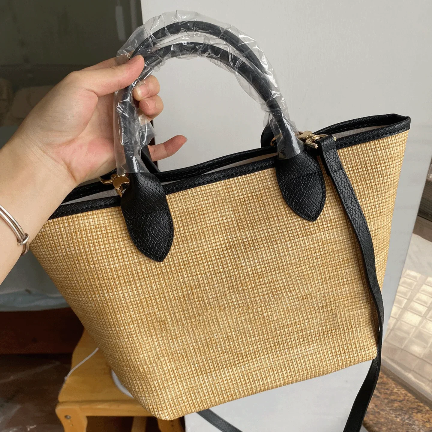 

Large Straw Bag LC Summer Leisure Luxury Designer Bag Vegetable Basket Vacation Commuting Hand-held Crossbody Dumpling Bag