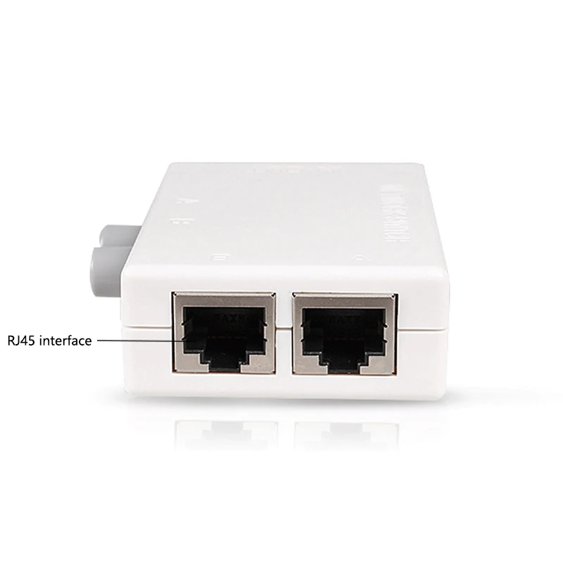 البلاستيك RJ45 شبكة التبديل 2 ميناء LAN إيثرنت صندوق الشبكة الجلاد RJ45 الفاصل دليل تقاسم التبديل محول