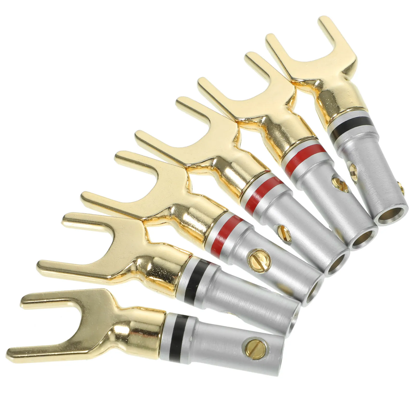 

6 шт. разъемов для акустических кабелей, U-образные штекеры, позолоченные аудиоразъемы для самостоятельной сборки, высококачественный звук, стабильное соединение