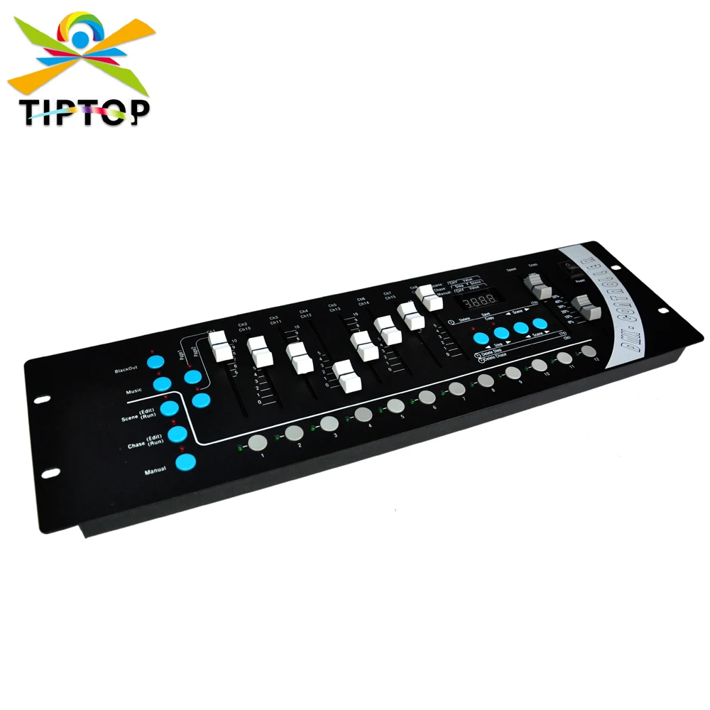 

TIPTOP High Quality DMX 192 Professional Stage Light Controller Mini Size 90V-240V 192 DMX Channels Black Casting Case XLR-D3F