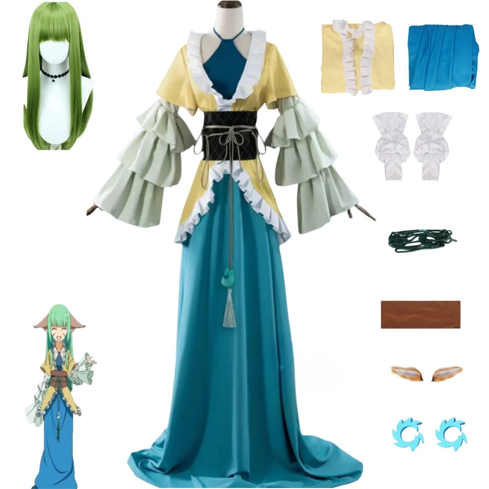 Anime The Fox Spirit Matchmaker Rongrong Tushan Manga Exhibition Costume femminile Anime Character Fox Green Wig Code Wang