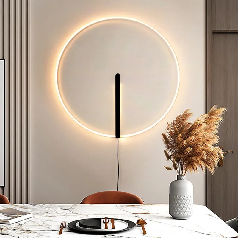 Lámpara de pared española minimalista moderna, lámpara de pared circular LED minimalista para sofá de sala de estar nórdica