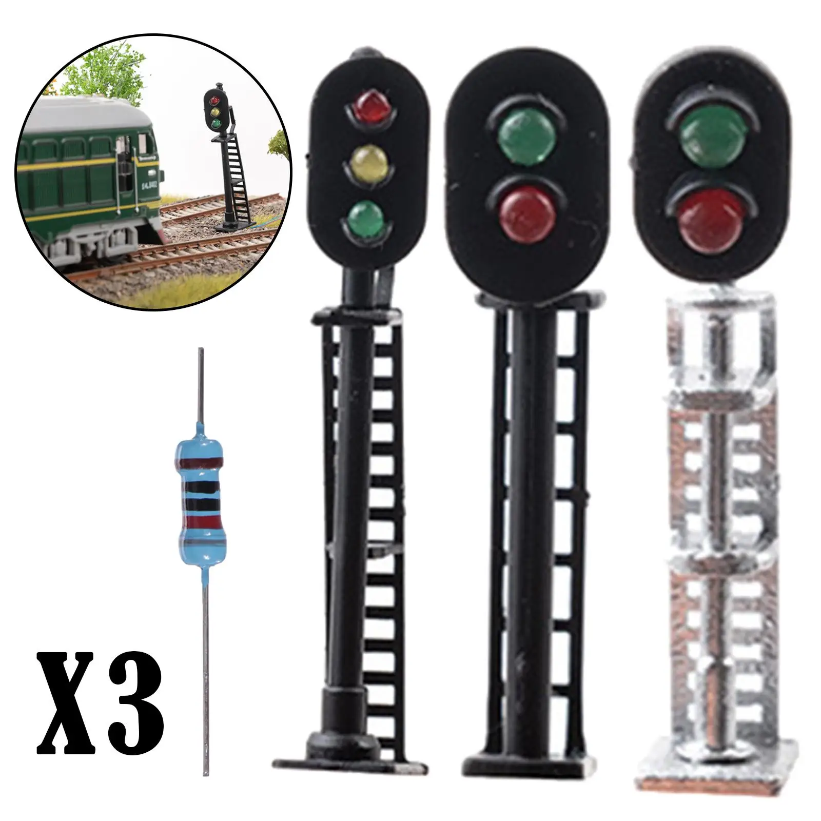 Pack of 3 1:87 HO Scale Light Lamp Miniature Micro Landscape Building Railway Scenes Decor Accessories