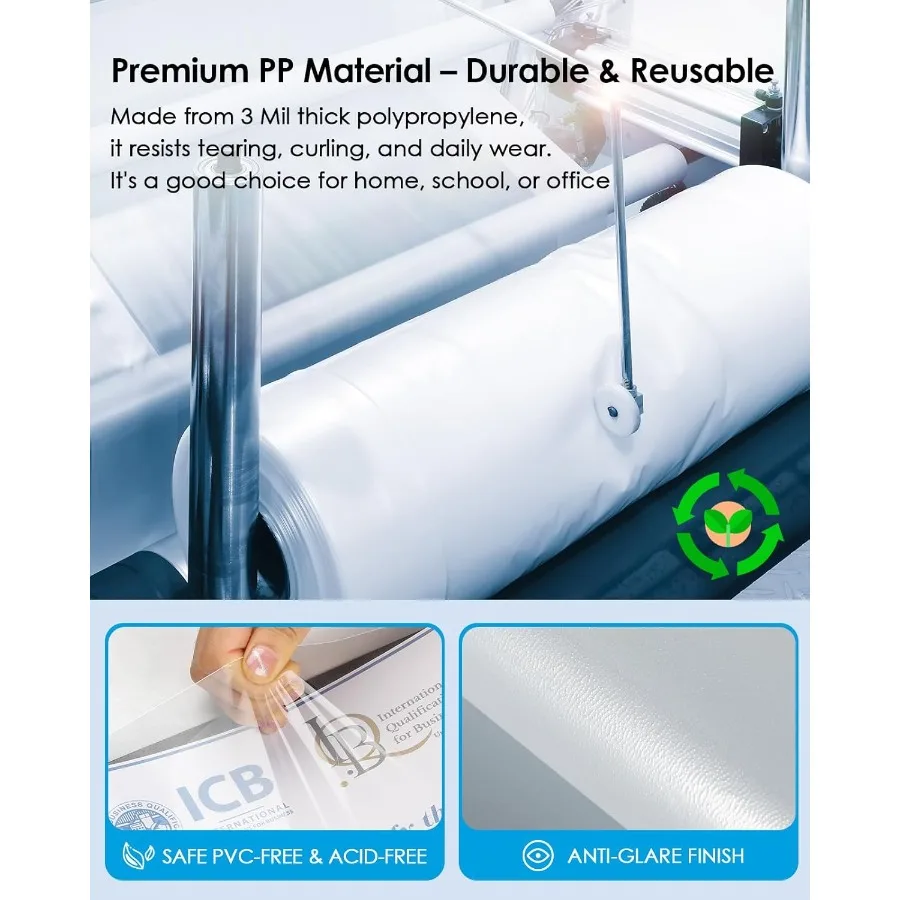 Protector de hojas antideslumbrantes, 8,5 x 11 ih, paquete de 50 protectores de páginas transparentes para carpetas de 3 anillas, fundas de plástico para papel de carga superior