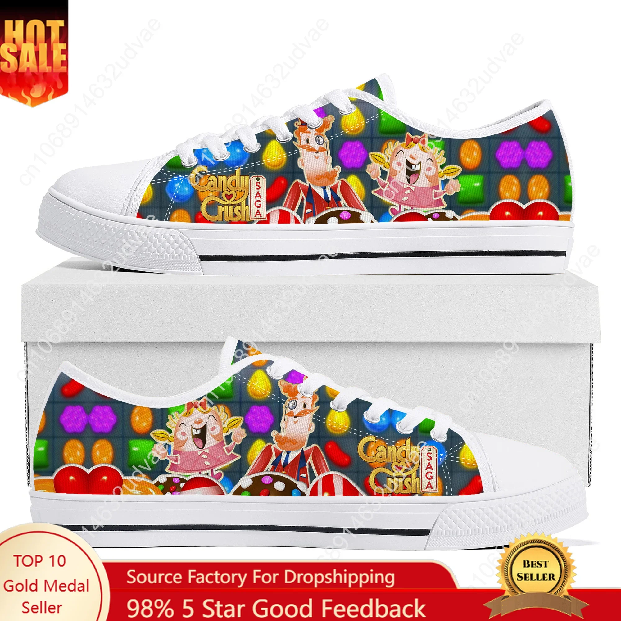 

Candy Crush Saga Sneakers Low Top Shoes Men Women Teenager Canvas High Quality Sneaker Casual Custom Made Shoes Customize Shoe