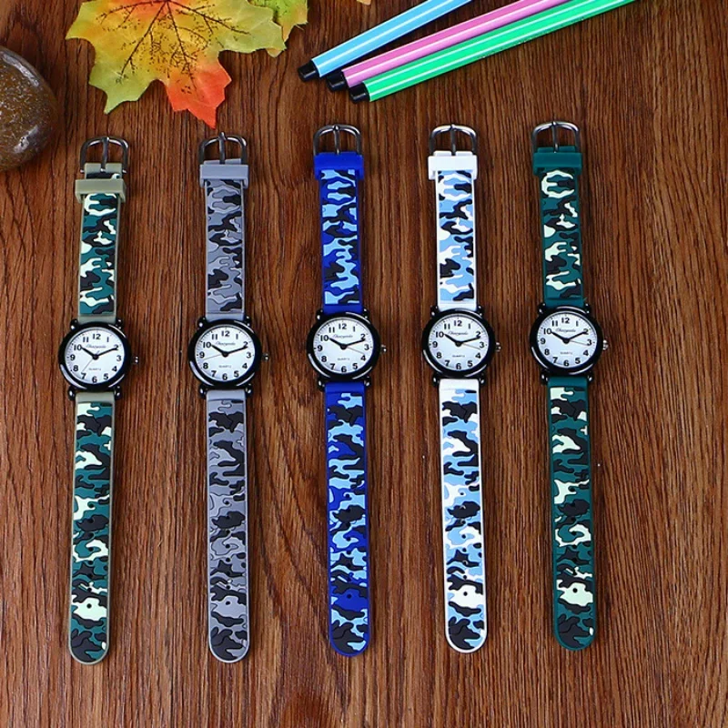 Brand Camo strap children's watch Cartoon Quartz Watches Student Boy Girl Sports Army Fan Cool Wristwatch Dropshipping