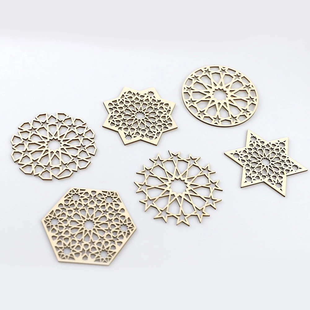6pcs Stars Pattern Cup Mats Heat-Resistance Non-Slip Coaster Boxwood Insulation Table Mats For Tea Milk Mug Drink Cup Coasters