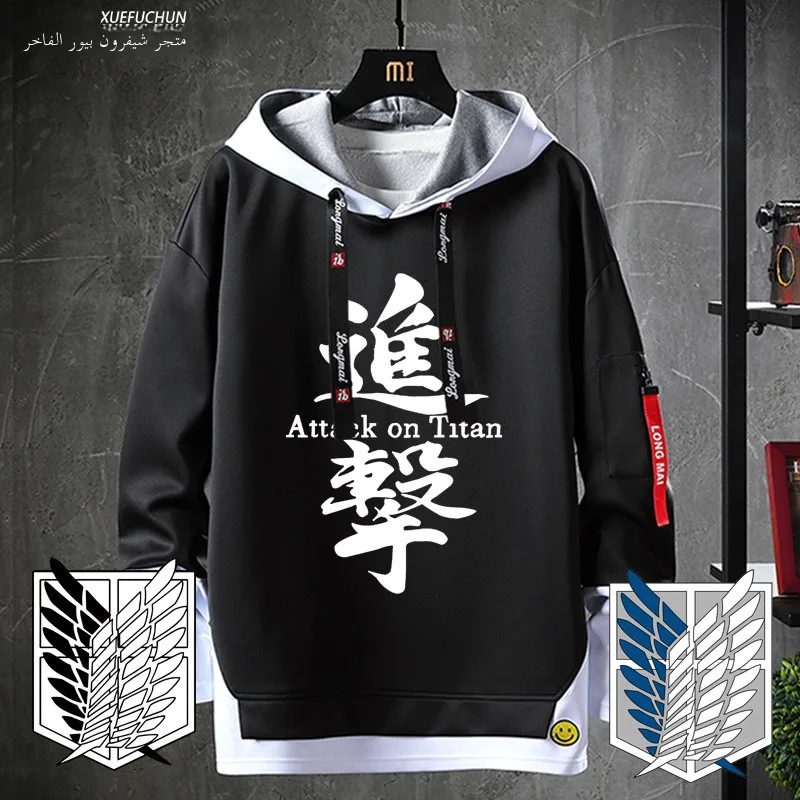 進撃の巨人-パーカー-ユニセックス-ルーズ-アウター-サッシュ付き-カジュアル-ルーズフィット-ポリエステル混紡-若々しいスタイル-秋コレクション