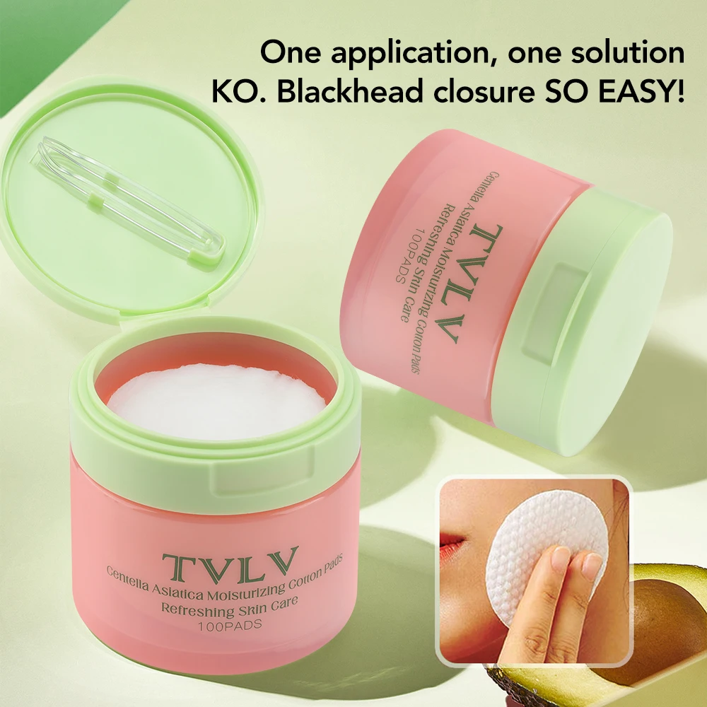 แผ่นเช็ดทำความสะอาดผิวหน้า 100 ชิ้น สารสกัดจากใบบัวบก ช่วยเติมความชุ่มชื้นอย่างล้ำลึก โทนเนอร์บำรุงผิว แผ่นสำลีเช็ดเครื่องสำอาง