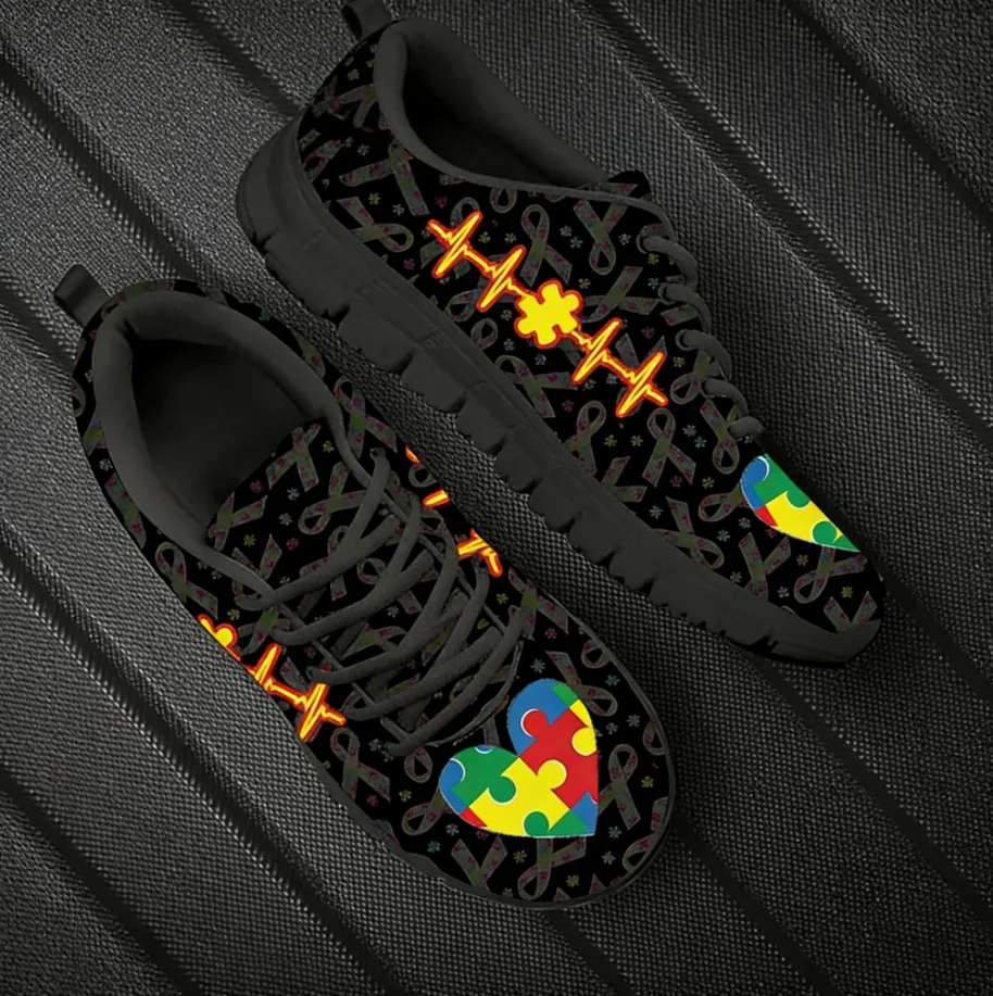 

Woman Flats Shoes Autism Awareness Design For Girls Personalized Walking Shoes Female Wear-resistant Sport Sneakers