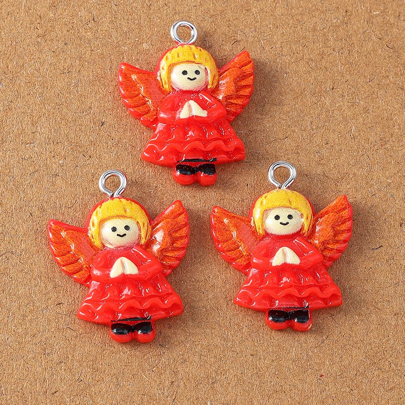 10pcs Cute Resin Christmas Charm Elk Snowman Santa Claus Pendants for Earrings Necklace Bracelet DIY X'mas Jewelry Accessories