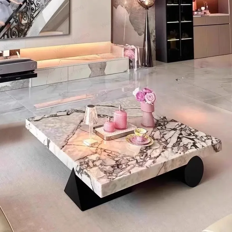 Minimalist Calacatta Coffee Table, Versatile Square Design for All Spaces, Heat & Scratch Resistant