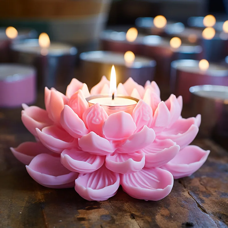 

Large Lotus Candle Silicone Molds 3D Flower Aromatherapy Gypsum Soap Resin Crafts Cement Mold DIY Chocolate Cake Baking Tool