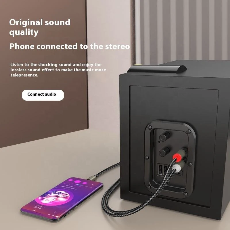 USB Typ C auf 2 Cinch-Stecker-Klinkenstecker-Adapter Typ C auf Cinch-Stecker auf Stecker Y RCA-Splitter für Auto-Hilfs-Stereo-Lautsprecher-Verstärkerkerschnur