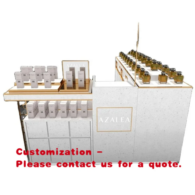 custom.Sale Elegant Perfume Kiosk Furniture Showcase Display Rack Effective Product Presentation