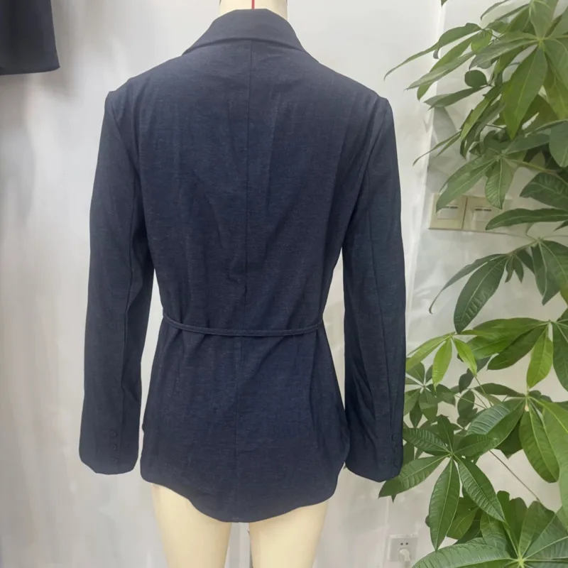 HKSH ربيع الخريف جديد المرأة السترة محززة طوق واحدة الصدر طويلة الأكمام بلون أنيق المد مكتب معطف للسيدات HK12831