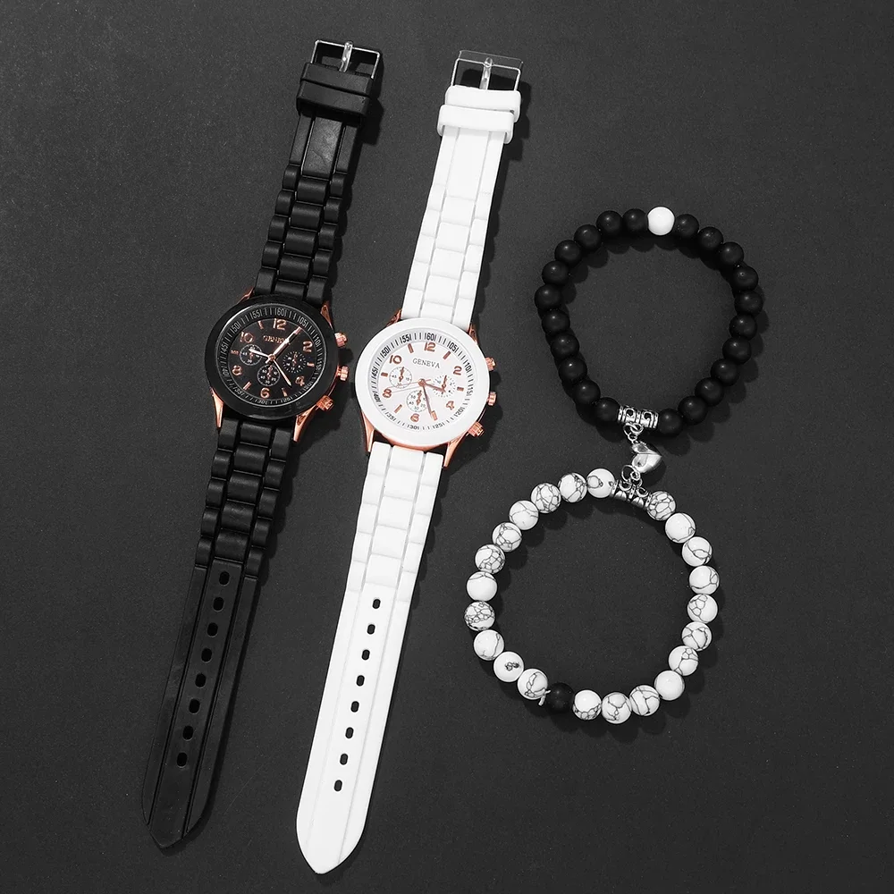 4Pcs Women's Fashion Watch, Stylish And Versatile, Classic Round Dial, Ideal Gift For All Kinds Of Festivals
