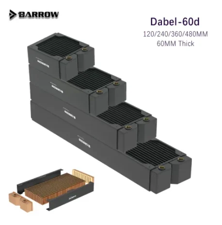 

Barrow Dabel-60d, 60MM Thickness Red Copper Radiator Support 12cm Fan Water Cooling Tool CPU Overclocking Cooler,120/240/360/480