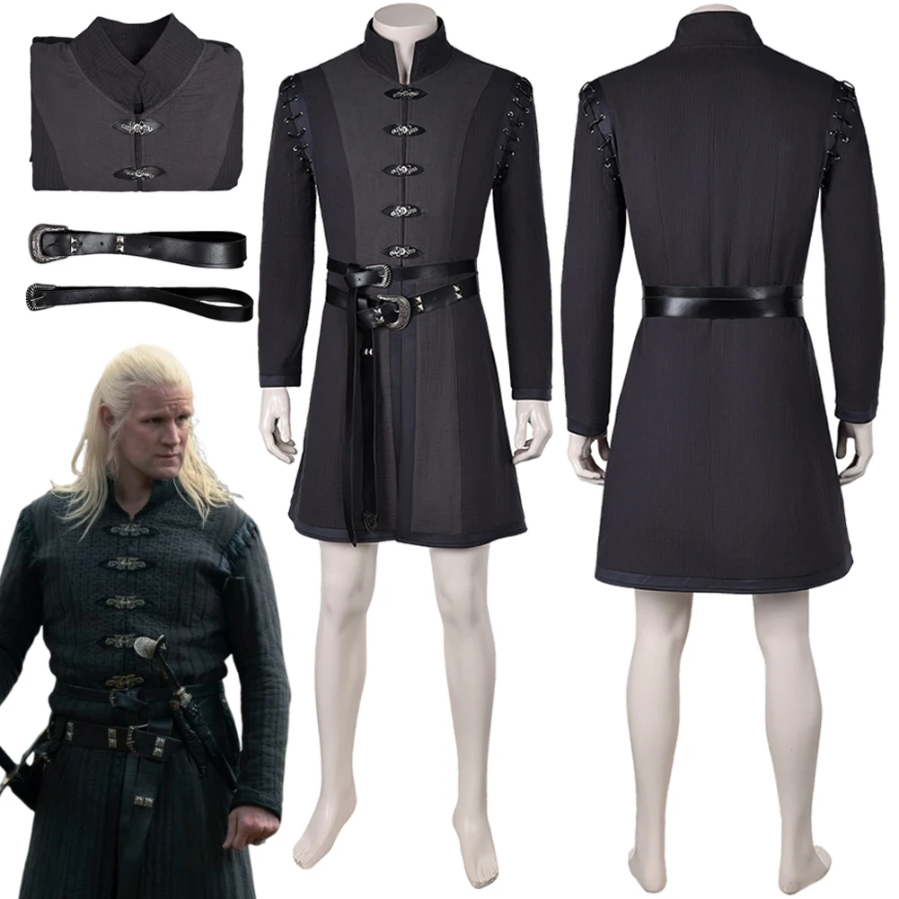 Daemon ימי הביניים פנטזיה אפור מעיל חלוק טלוויזיה בית קוספליי דרקון 2 תחפושת גברים מבוגרים משחק פנטסטי תלבושות