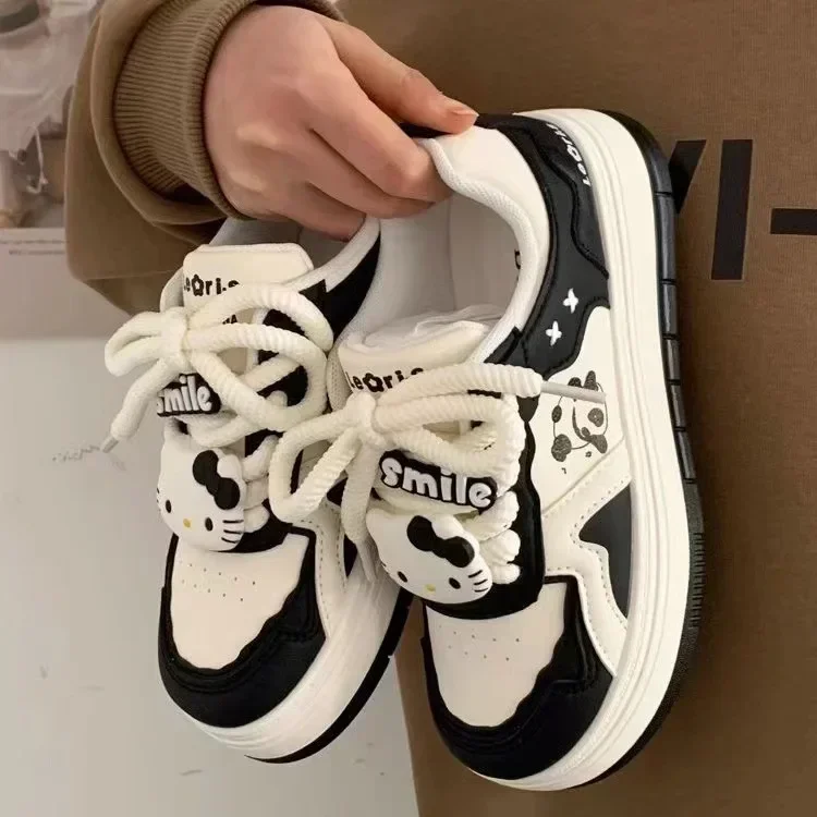 

Panda Black and White Ugly Cute Little White Shoes Children Platform Versatile Casual Student Board Shoes Sports Shoes