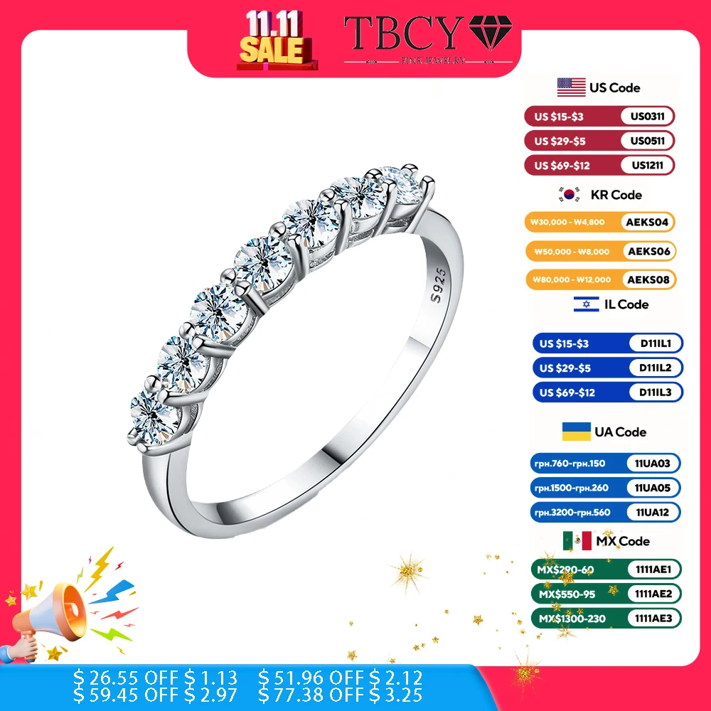 

TBCYD 3MM 0.7CT D Color Moissanite Diamond Rings For Women GRA Certified S925 Silver Engagament Wedding Band Luxury Fine Jewelry