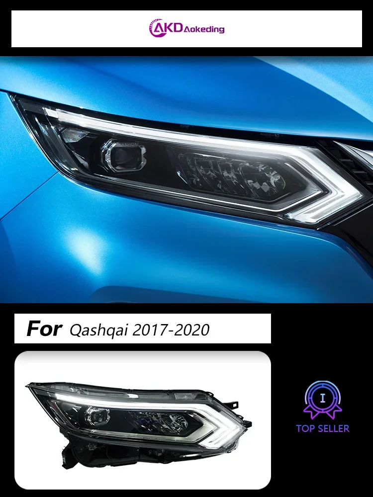 Car Lights for Nissan Qashqai LED Headlight 2017-2020 Headlights Qashqai DRL Turn Signal High Beam Angel Eye Projector
