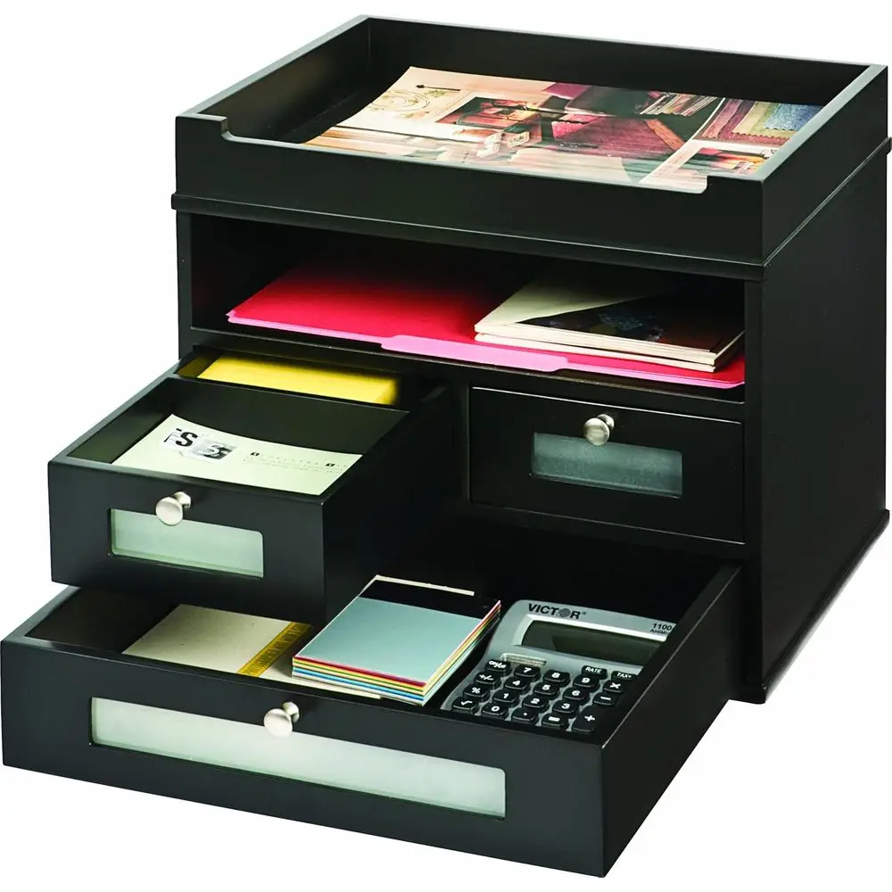 

Wood night Black Collection, Tidy Tower Desktop Organizer, Black, (5500-5)