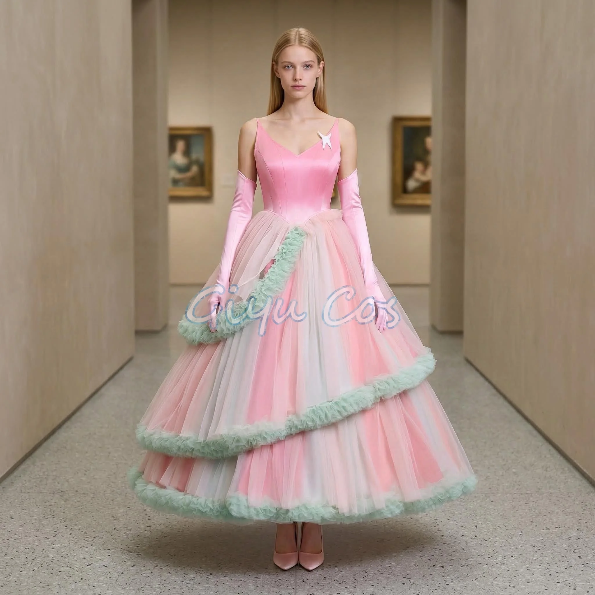 

Glinda Cosplay Costume Colorful Dress Full Set Carnival Uniform Halloween Party Costumes Masquerade Movie For Women In Stock