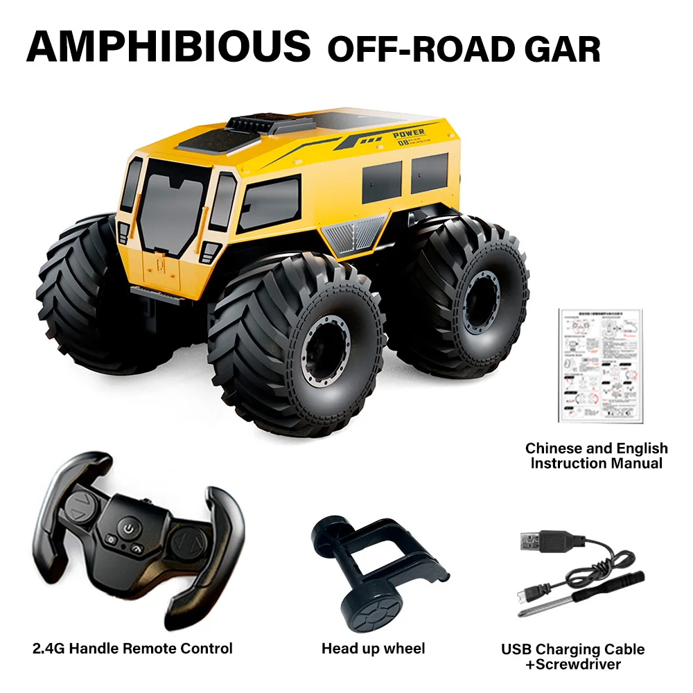 سيارة 9IMOD RC بمقياس 1/24 مقاومة للماء 4WD 2.4Ghz Q210 أرض مائية مزدوجة الوضع سيارة حيلة برمائية بمفتاح واحد لبدء سيارة RC على الطرق الوعرة #4