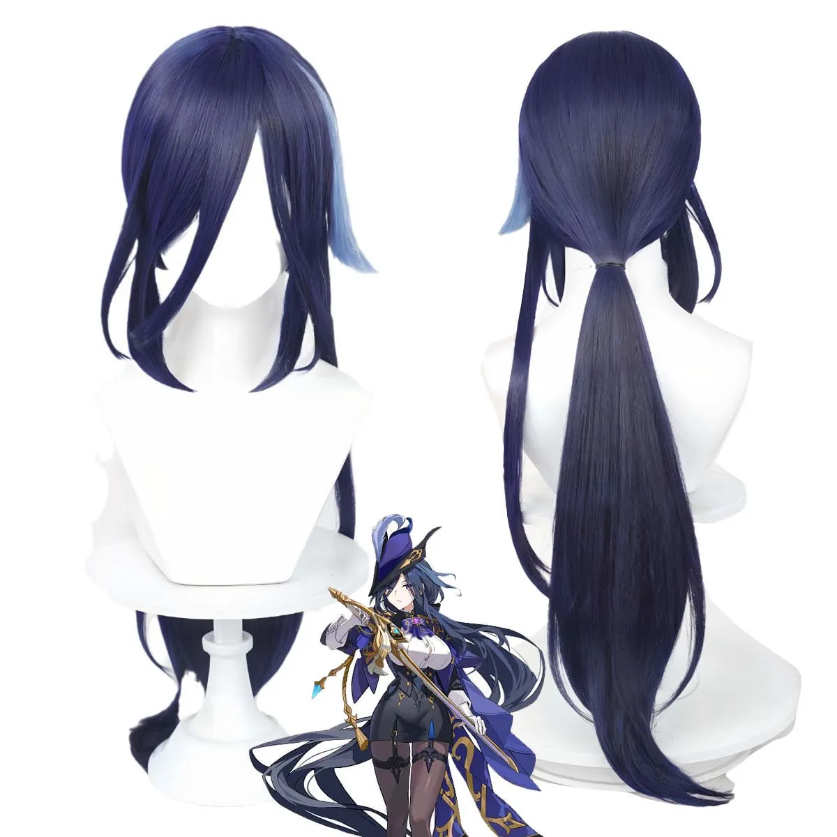 

Женский длинный темно-синий термостойкий парик из синтетических волос Genshin Impact Clorinde