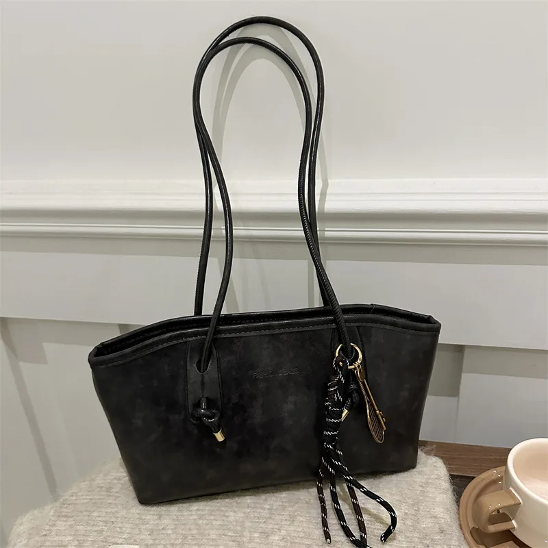 سعة كبيرة Y2K الاتجاه بولي Leather الجلود العمل حقيبة كتف بسيطة الإناث حقيبة كروسبودي بلون التنقل حقيبة النساء الإناث #5