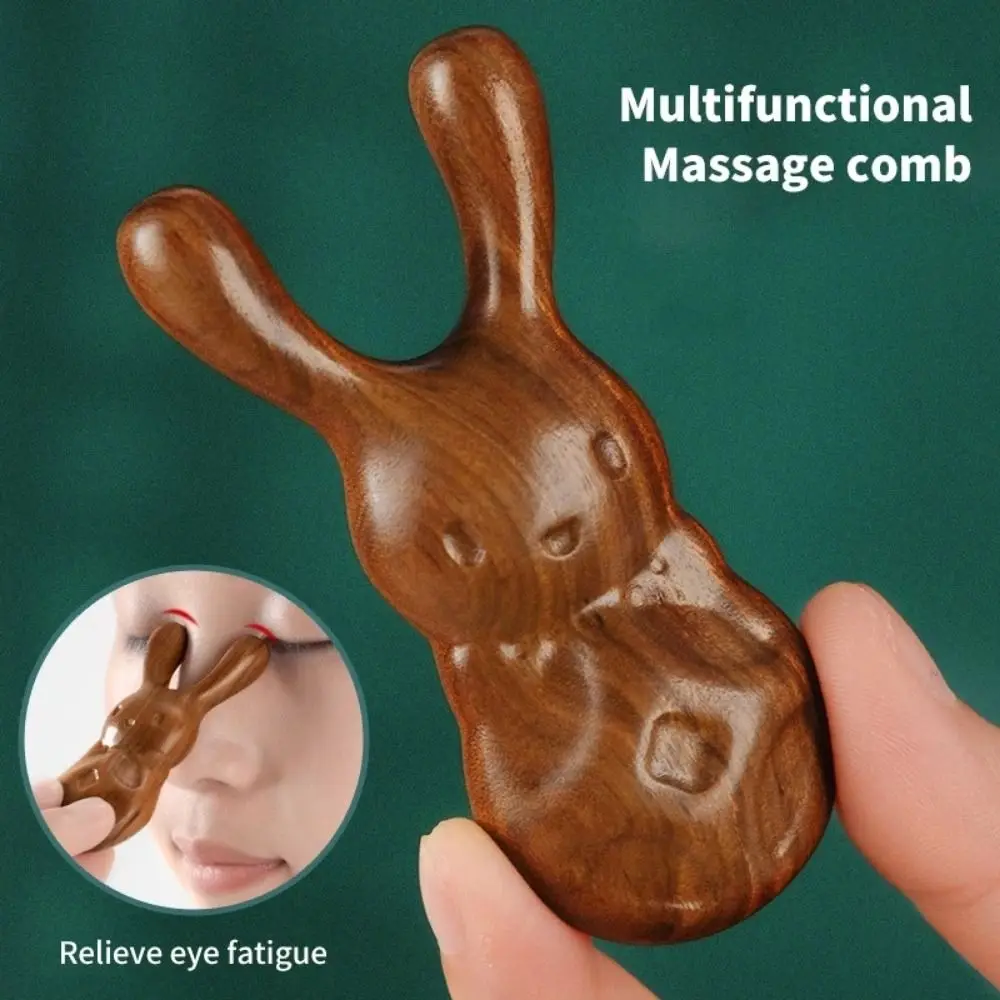 

Golden Sandalwood Massage Comb Rabbit Shape Portable Nose Massager Smooth Polishing Cute Facial Massage Tools