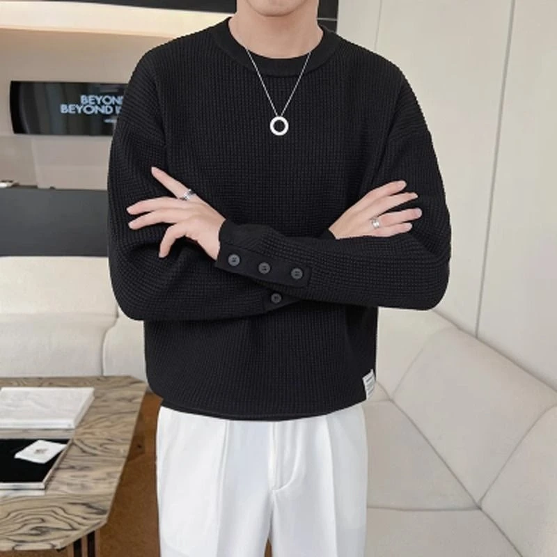 Freizeit Strickwaren Runder Kragen Sport Knopf Pullover Mann Ästhetische Pullover Designer Kabel Streetwear Y2k Strickpullover für Männer