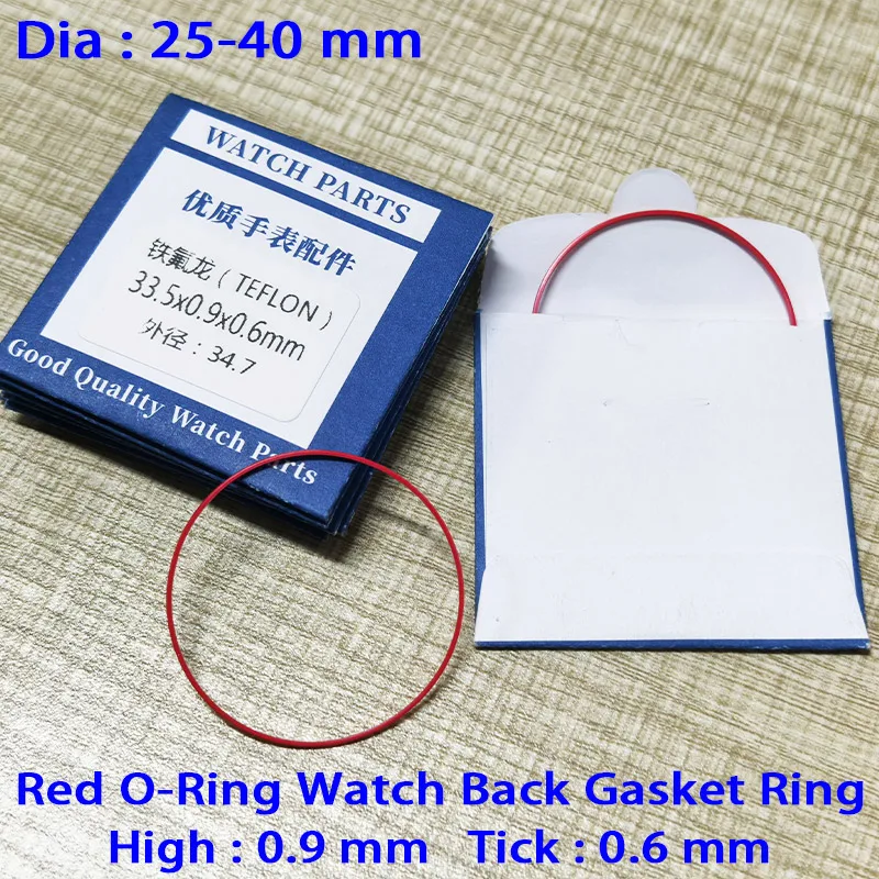2/5PCS Red Gasket Ring Dia 25-40MM Watch Back Cover Waterproof Gasket Fit T014 T024 T048 Case T035 Couturier 1853 Case Ring Part